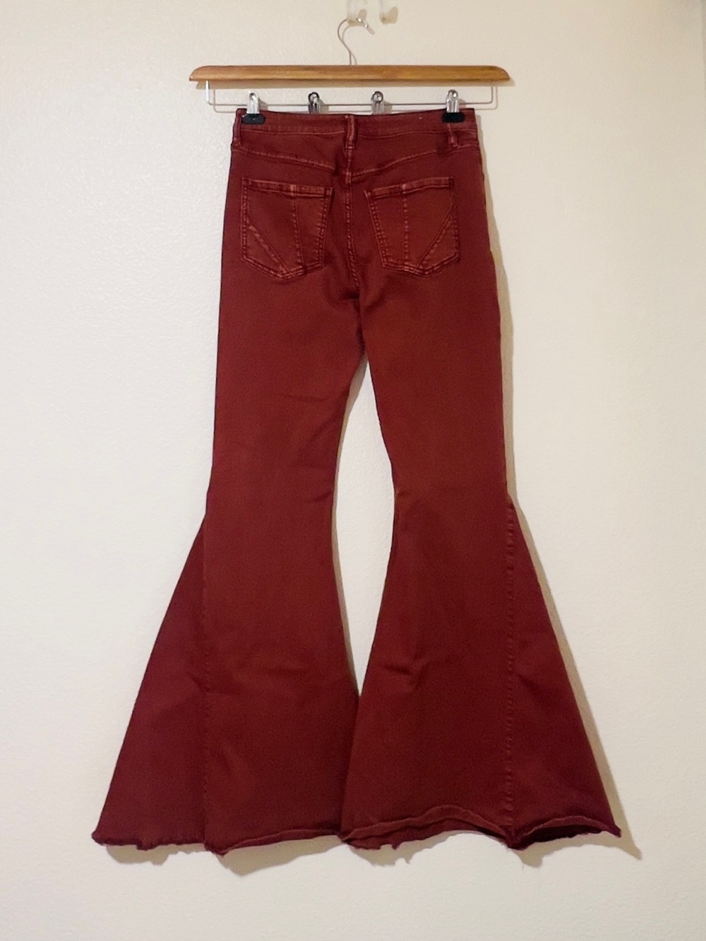 Shyanne-Women's High Rise Super Flare Jeans Rust Bell Bottoms 32x34 - Picture 3 of 11